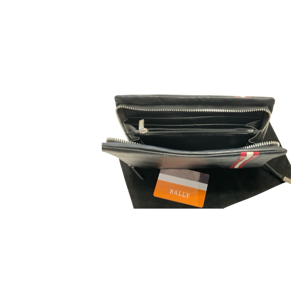 Bally Black Leather Wallet with Red and White Stripes - Picture 4 of 5